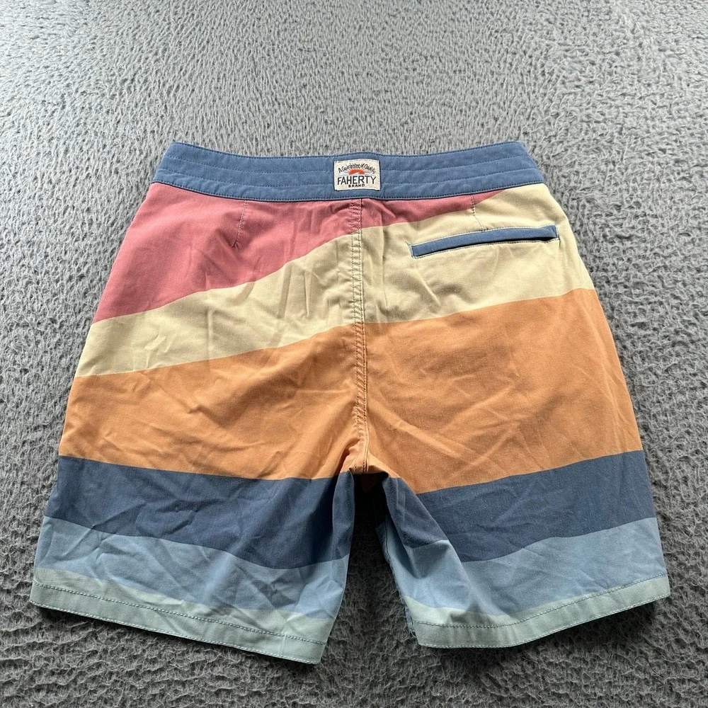 Faherty Boardshorts Mens 29 Lace Up Sunburst Swim Trunks Multicolor Stretch‎
